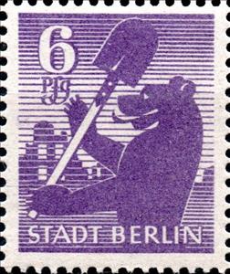 Stamp, Stadt Berlin, Germany,  Allied Occupation of Berlin (1945),  , Bears, Coats of Arms, Heraldic Animals, Mammals, Stylized Animals