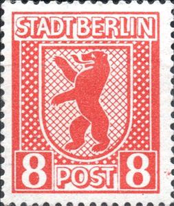 Stamp, Stadt Berlin, Germany,  Allied Occupation of Berlin (1945),  , Bears, Coats of Arms, Heraldic Animals, Mammals, Stylized Animals