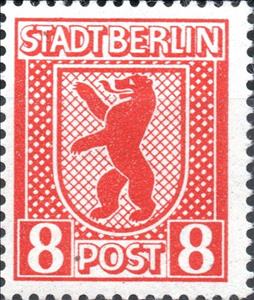 Stamp, Stadt Berlin, Germany,  Allied Occupation of Berlin (1945),  , Bears, Coats of Arms, Heraldic Animals, Mammals, Stylized Animals