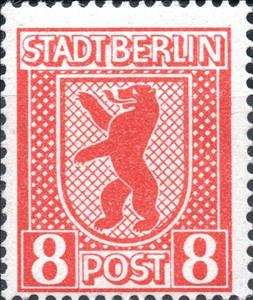 Stamp, Stadt Berlin, Germany,  Allied Occupation of Berlin (1945),  , Bears, Coats of Arms, Heraldic Animals, Mammals, Stylized Animals