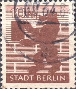 Stamp, Stadt Berlin, Germany,  Allied Occupation of Berlin (1945),  , Bears, Coats of Arms, Heraldic Animals, Mammals, Stylized Animals