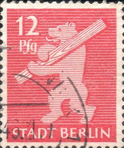 Stamp, Stadt Berlin, Germany,  Allied Occupation of Berlin (1945),  , Bears, Coats of Arms, Heraldic Animals, Mammals, Stylized Animals
