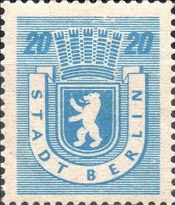 Stamp, Stadt Berlin, Germany,  Allied Occupation of Berlin (1945),  , Bears, Coats of Arms, Heraldic Animals, Mammals, Stylized Animals