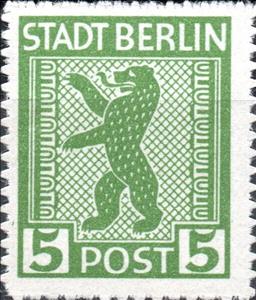 Stamp, Stadt Berlin, Germany,  Allied Occupation of Berlin (1945),  , Bears, Coats of Arms, Heraldic Animals, Mammals, Stylized Animals