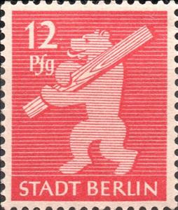 Stamp, Stadt Berlin, Germany,  Allied Occupation of Berlin (1945),  , Bears, Coats of Arms, Heraldic Animals, Mammals, Stylized Animals