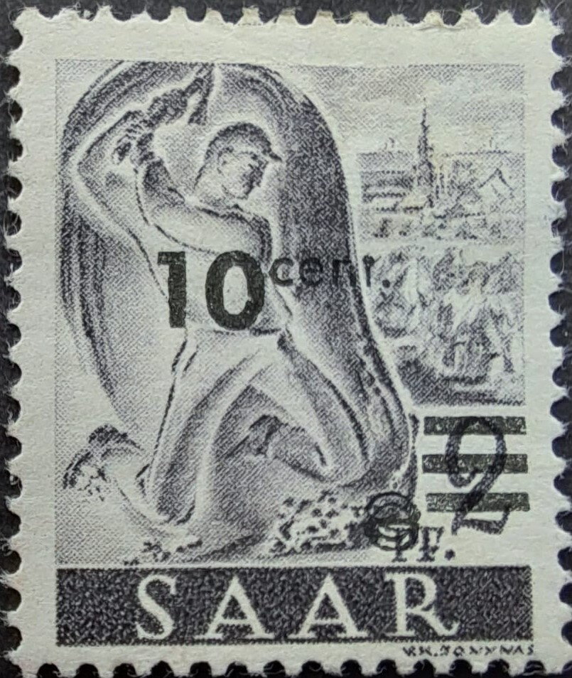 Miner at work / surcharge(B) 10c on 2pf