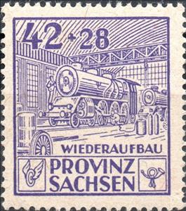 Stamp, Wiederaufbau, Germany, Soviet Occupation of Saxony,  , Locomotives, Railways