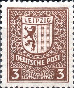 Stamp, Leipzig Arms, Germany, Soviet Occupation of West Saxony,  , Bears, Coats of Arms, Heraldic Animals