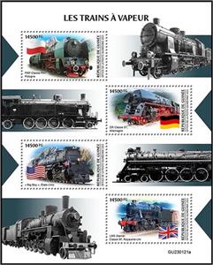 Mini Sheet, Steam Locomotives, Guinea,  , Locomotives, Railways