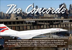 Souvenir Sheet, The Concorde, Guyana,  , Aircraft, Aviation