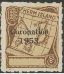 Map, brown; ovpt Coronation 1953