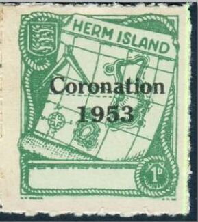 Map, green; ovpt Coronation 1953