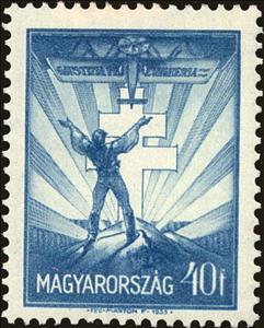 Stamp, Hungarian in Slovakia calling for help, aircraft, Hungary,  , Aircraft, Aviation