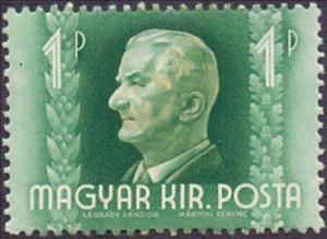 Stamp, Miklós Horthy, Regent of Hungary, wmk. 10, Hungary,  , Famous People, Heads of State, Men