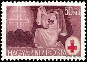 Stamp, Red Cross nurse taking care of wounded, Hungary,  , Healthcare, Red Cross and Red Crescent