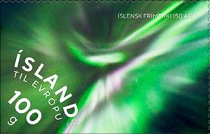 Stamp, Auroral Crown, Kolgrafafjörður, Iceland,  , Anniversaries and Jubilees, Aurora Borealis