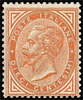 Stamp, King Victor Emanuel II by an oval, Italy,  , Famous People, Heads of State, Kings, Men, Royalty