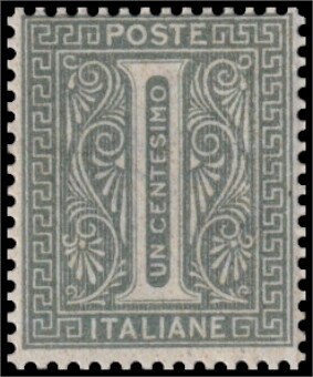 Stamp, Number one with ornaments a rectangular frame, Italy,  , Numbers