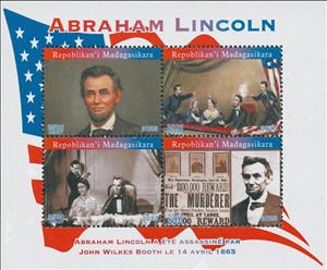 Mini Sheet, Abraham Lincoln Assassination, Madagascar,  , Heads of State, Politicians