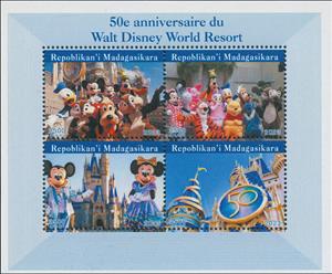Mini Sheet, Disney World Resort 50th Anniversary, Madagascar,  , Amusement Parks, Disney
