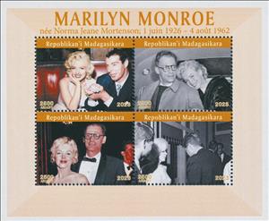 Mini Sheet, Marilyn Monroe, Madagascar,  , Actors, Famous People, Marilyn Monroe