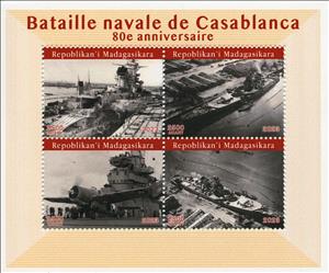 Mini Sheet, World War II Naval Battle in Casablanca, Madagascar,  , Battle, Military Forces, Naval Battles, Second World War
