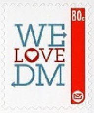 Stamp, We Love DM - Red Blue Logo, New Zealand,  , Hearts, Logos