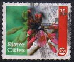 Stamp, Wellington and Sakai Japan Sister Cities, New Zealand,  , Flowers, Tourism