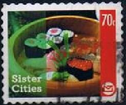 Stamp, Wellington and Sakai Japan Sister Cities, New Zealand,  , Food, Tourism