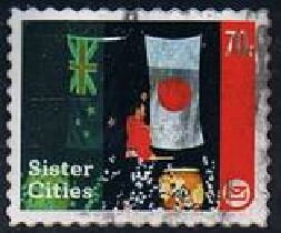 Stamp, Wellington and Sakai Japan Sister Cities, New Zealand,  , Flags, Tourism