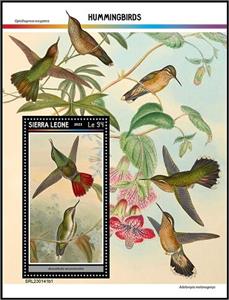 Souvenir Sheet, Avocettula recurvirostris, Sierra Leone,  , Birds, Hummingbirds