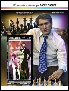 Souvenir Sheet, Bobby Fischer (1943–2008), Sierra Leone,  , Anniversaries and Jubilees, Chess