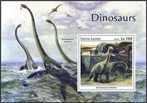Souvenir Sheet, Brachiosaurus altithorax, Sierra Leone,  , Prehistorical Animals, Prehistory