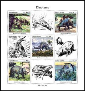 Mini Sheet, Dinosaurs, Sierra Leone,  , Prehistorical Animals, Prehistory