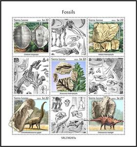 Mini Sheet, Fossils, Sierra Leone,  , Fossils, Prehistory