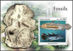 Souvenir Sheet, Macropoma speciosum, Sierra Leone,  , Fossils, Prehistory