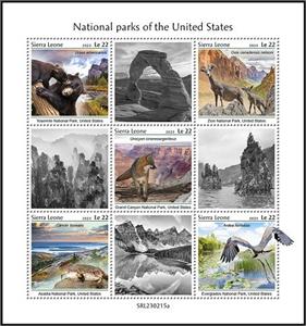 Mini Sheet, National Parks of the United States, Sierra Leone,  , National Parks