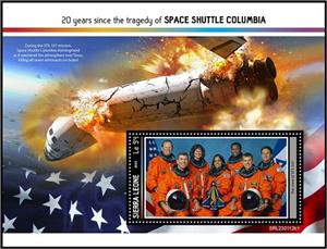 Souvenir Sheet, The Crew of STS-107, Sierra Leone,  , Anniversaries and Jubilees, Spacecrafts