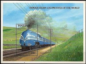 Souvenir Sheet, Coronation Scot, Tanzania,  , Locomotives, Railways, Steam Traction