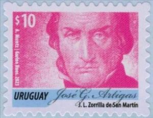 Stamp, José Gervasio Artigas (2023 Imprint), Uruguay,  , Famous People, Generals, Heads of State (Military), Heroes, Independency Activists, Military Officers, Politicians, Государственный деятель