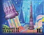 Stamp, First Soviet moon LV N-1, Abkhazia,  , Outer Space, Space Traveling, Spacecrafts
