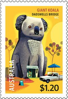 Stamp, Giant Koala, Dadswells Ridge, Victoria, Australia,  , Animals (Fauna), Buildings