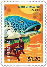 Stamp, Giant Murray Cod, Swan Hill, Victoria, Australia,  , Fishes, Statues
