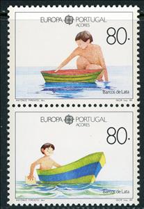 Se-tenant, C.E.P.T.- Children's toys, Azores,  , C.E.P.T. / Europe, Children, Children's Play, Rowing Boats, Ships, Vehicles