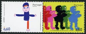 Se-tenant, Europa, Azores,  , Antiracism, C.E.P.T. / Europe, Disabled, Drawings, Immigrants