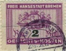 Stamp, Coat of arms held by lions, Bremen,  , Coats of Arms, Crowns and Coronets, Keys, Лев