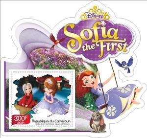 Souvenir Sheet, Animation, Cartoons Disney Sofia the First, Cameroun,  , Cartoons, Comics, Disney