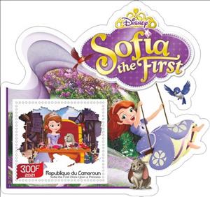 Souvenir Sheet, Animation, Cartoons Disney Sofia the First, Cameroun,  , Cartoons, Comics, Disney