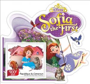 Souvenir Sheet, Animation, Cartoons Disney Sofia the First, Cameroun,  , Cartoons, Comics, Disney