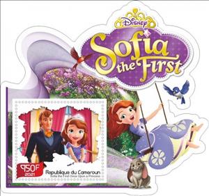 Souvenir Sheet, Animation, Cartoons Disney Sofia the First, Cameroun,  , Cartoons, Comics, Disney